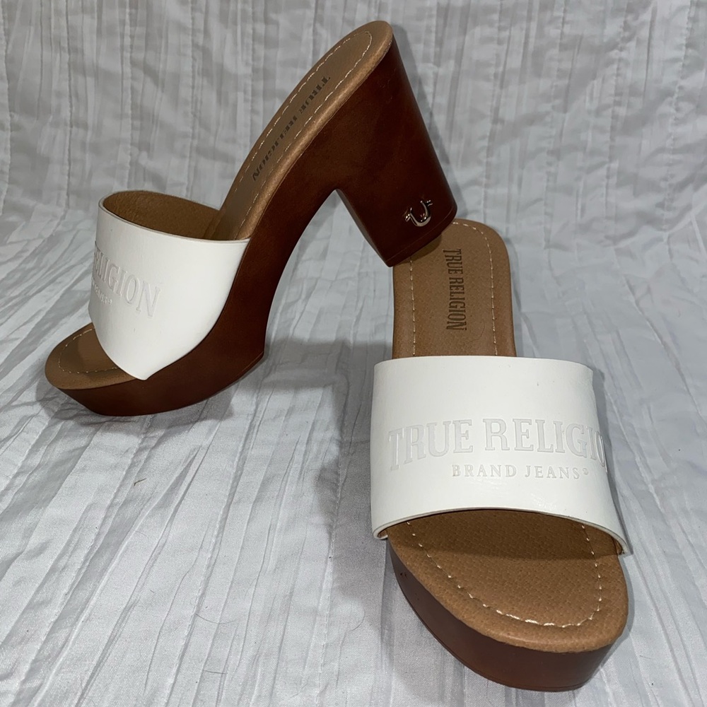 True Religion mules slightly worn, too big on me and true to size.
